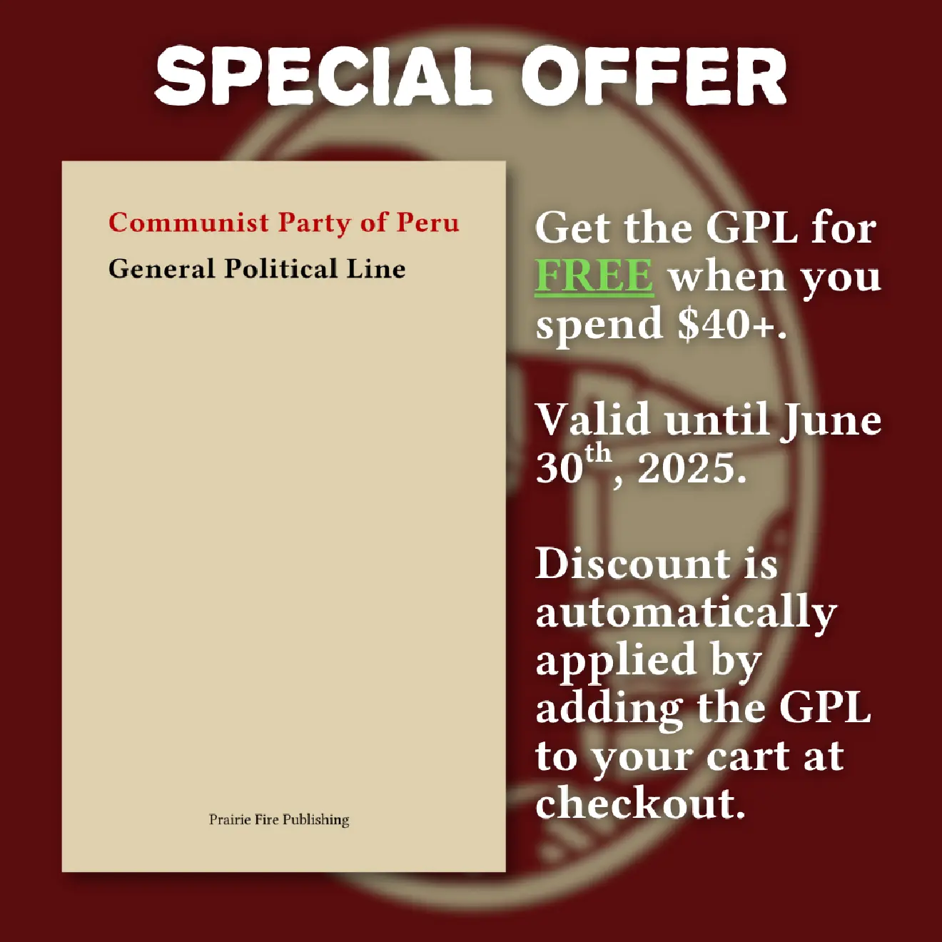 General Political Line Promo Image for Prairie Fire Publishing